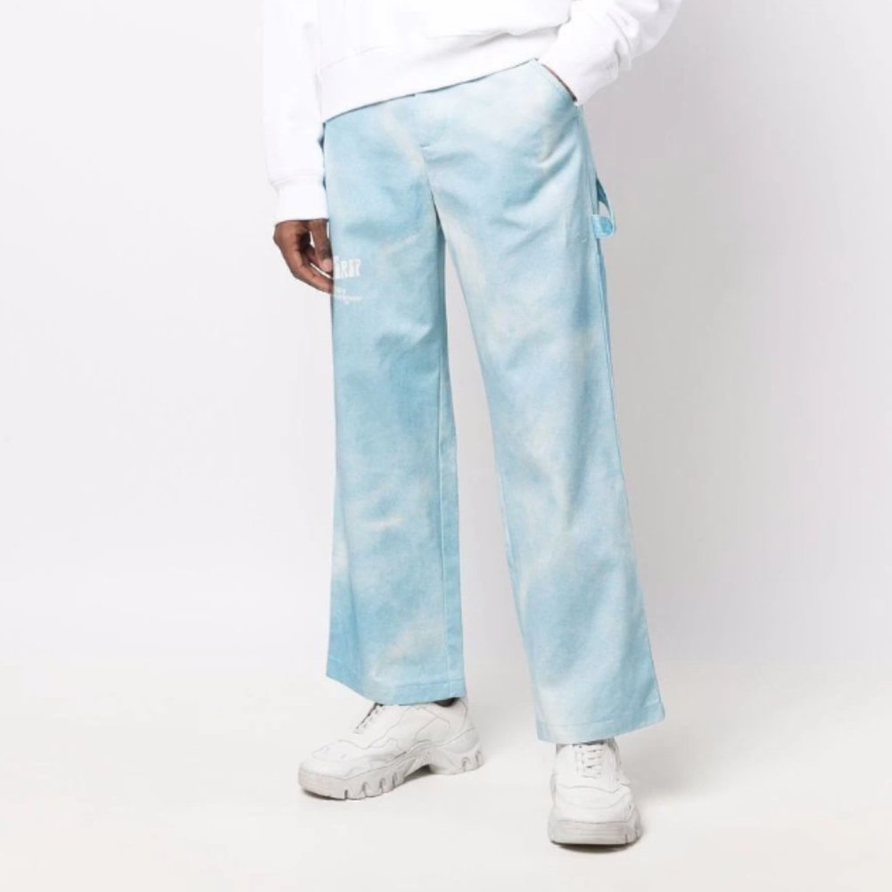 MSFTSrep acid-wash flared trousers
